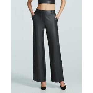 Commando Black Faux Leather Wide Leg Trouser Pants Size Small